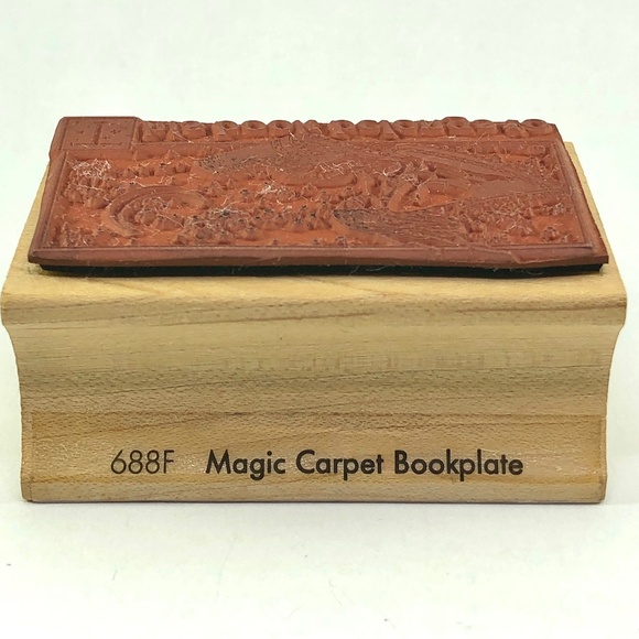 Mary Engelbreit Magic Carpet Book Plate Rubber Stamp 688F This Book Belongs To - Picture 8 of 11